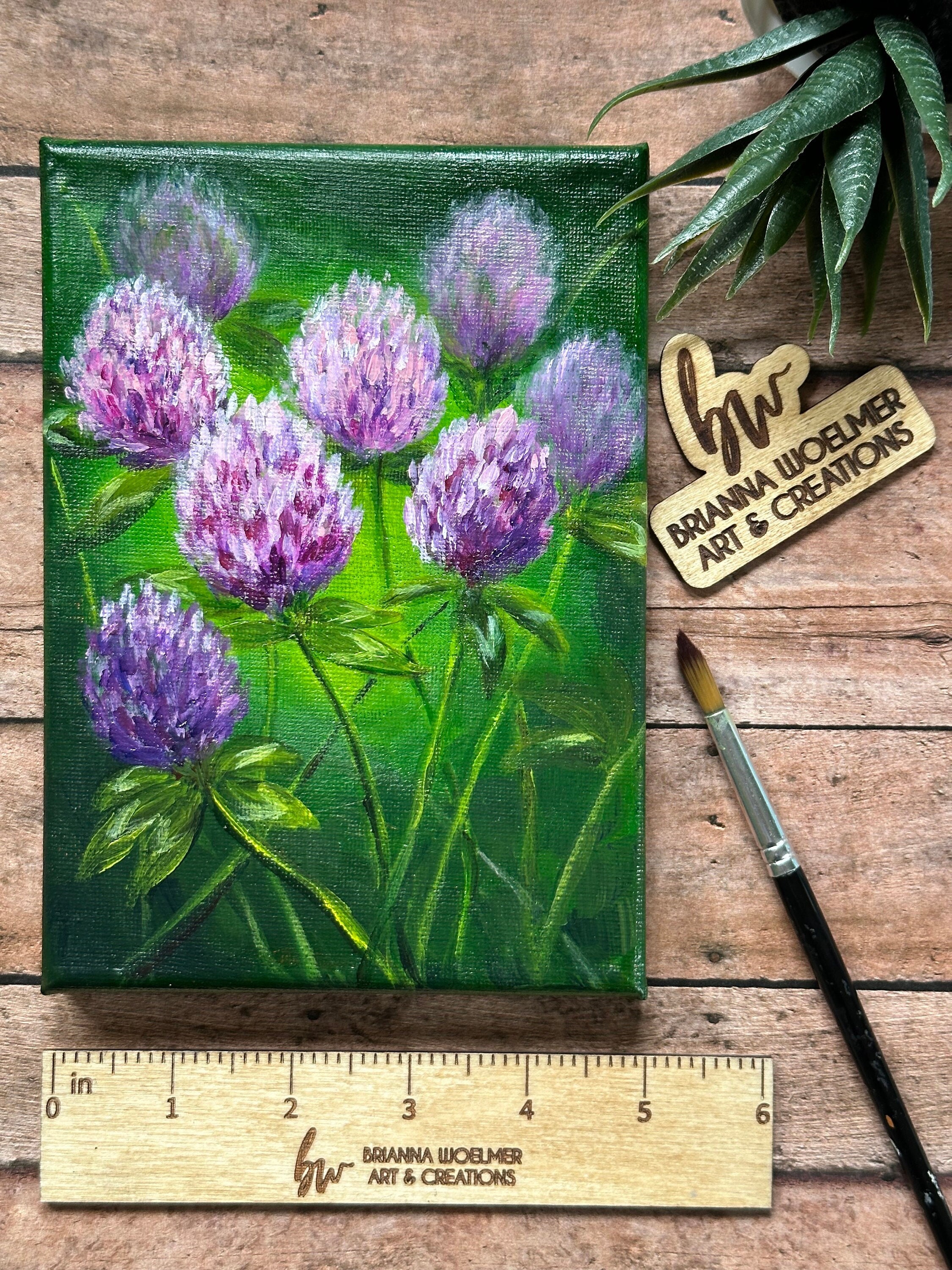 Purple clover original acrylic painting
