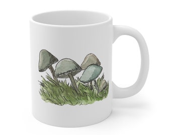 Mushroom Mug | 11oz Ceramic Mushroom Coffee Mug | Cottagecore Mug | Watercolor Mushrooms | Fungi | Ceramic Tea or Coffee Cup