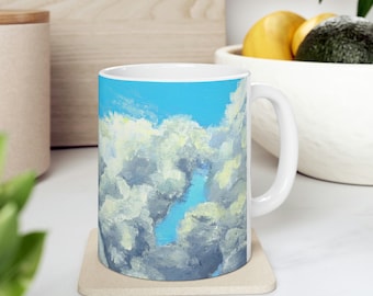 Summer Clouds Coffee Mug | Fluffy Clouds Ceramic Mug | Cloud Art | Cloud Mug for Coffee, Tea | The Sky is the Limit