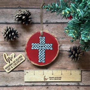 Celtic cross ornament | Hand-painted cross ornament | Celtic knot decor | Adorned cross ornament | Christian cross ornament | Celtic art
