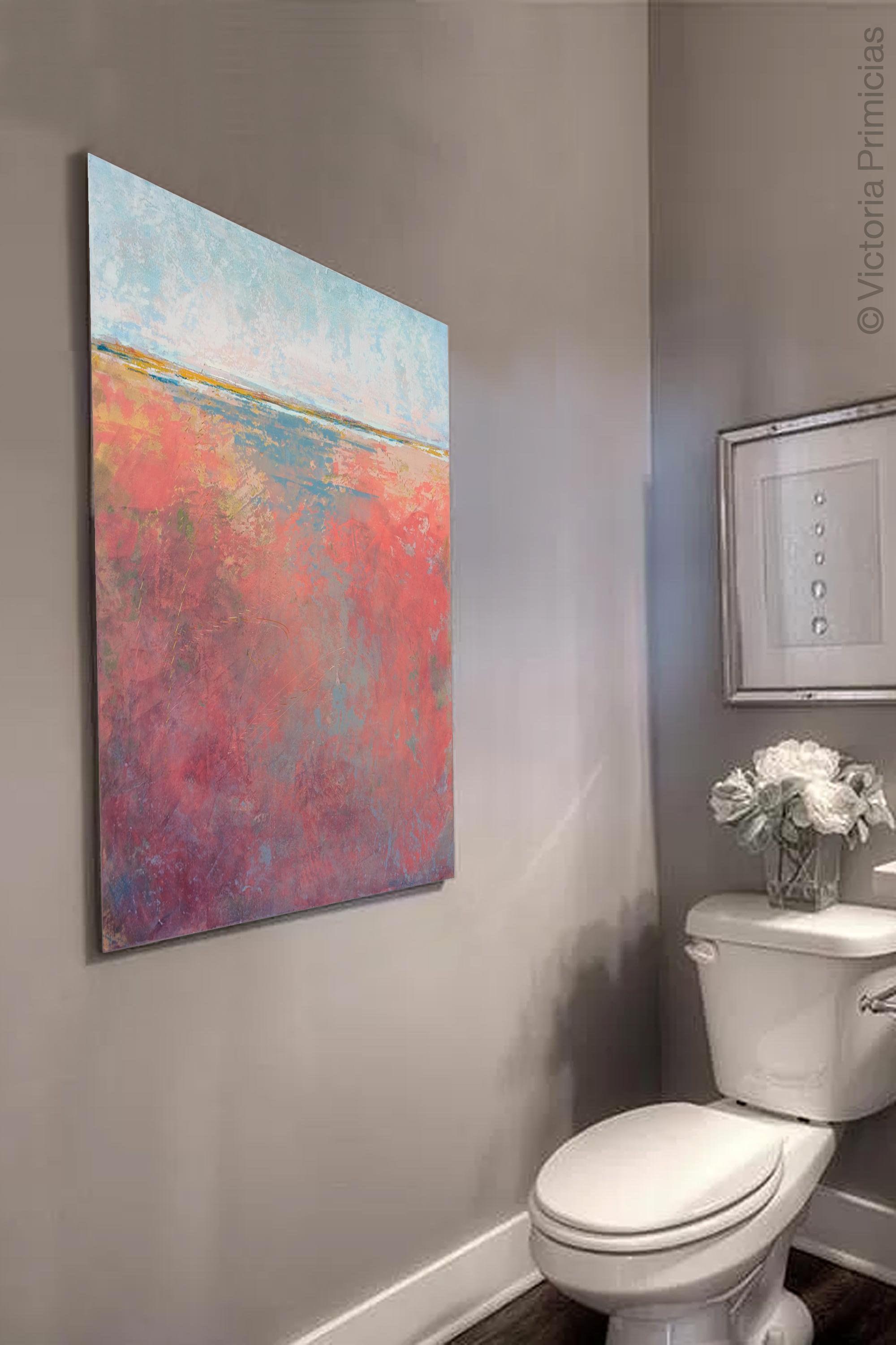 Pink Abstract Bathroom Wall Art Printable Modern Beach Etsy