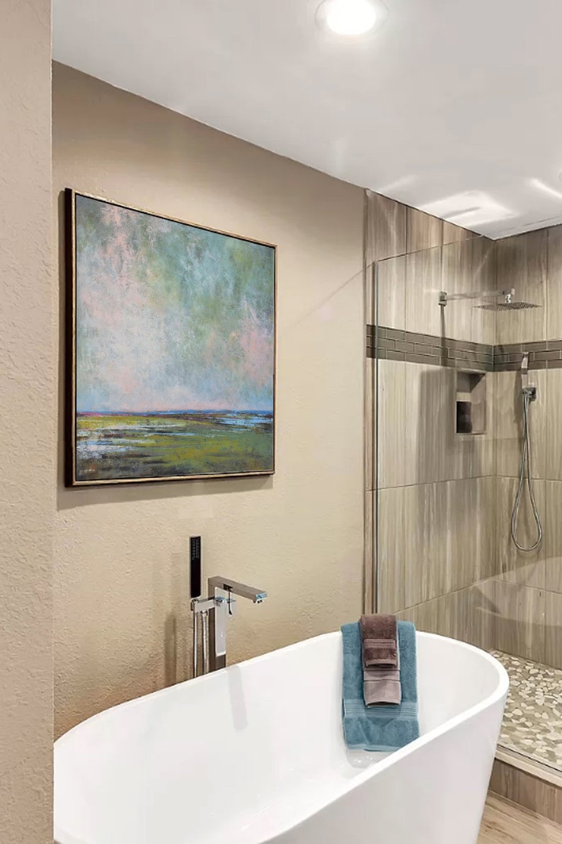 Downloadable Pink Abstract Beach Painting Square Large Wall Etsy