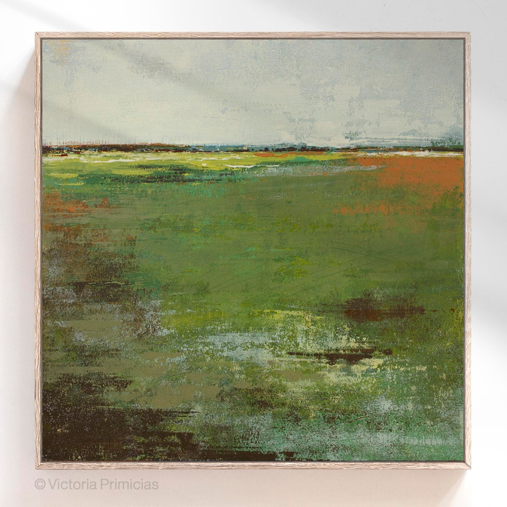 Green Set of 3 Wall Art, Digital Triptych Wall Art Above Bed