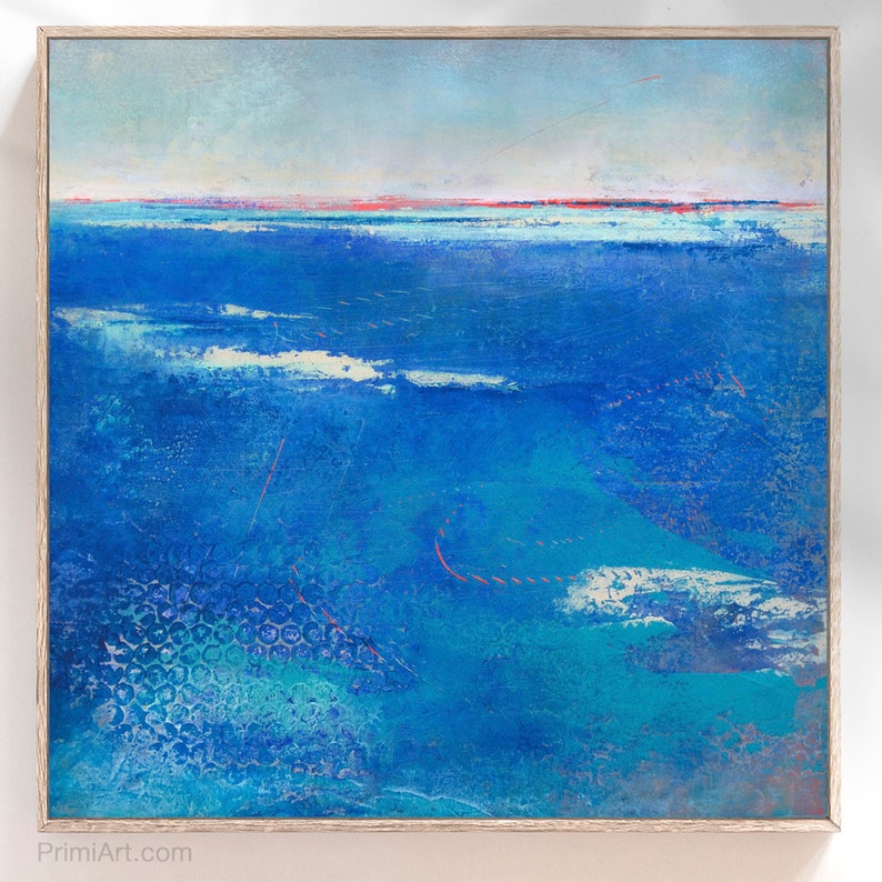 Blue Coastal Wall Art Set Large Beach Décor Diptych for Etsy