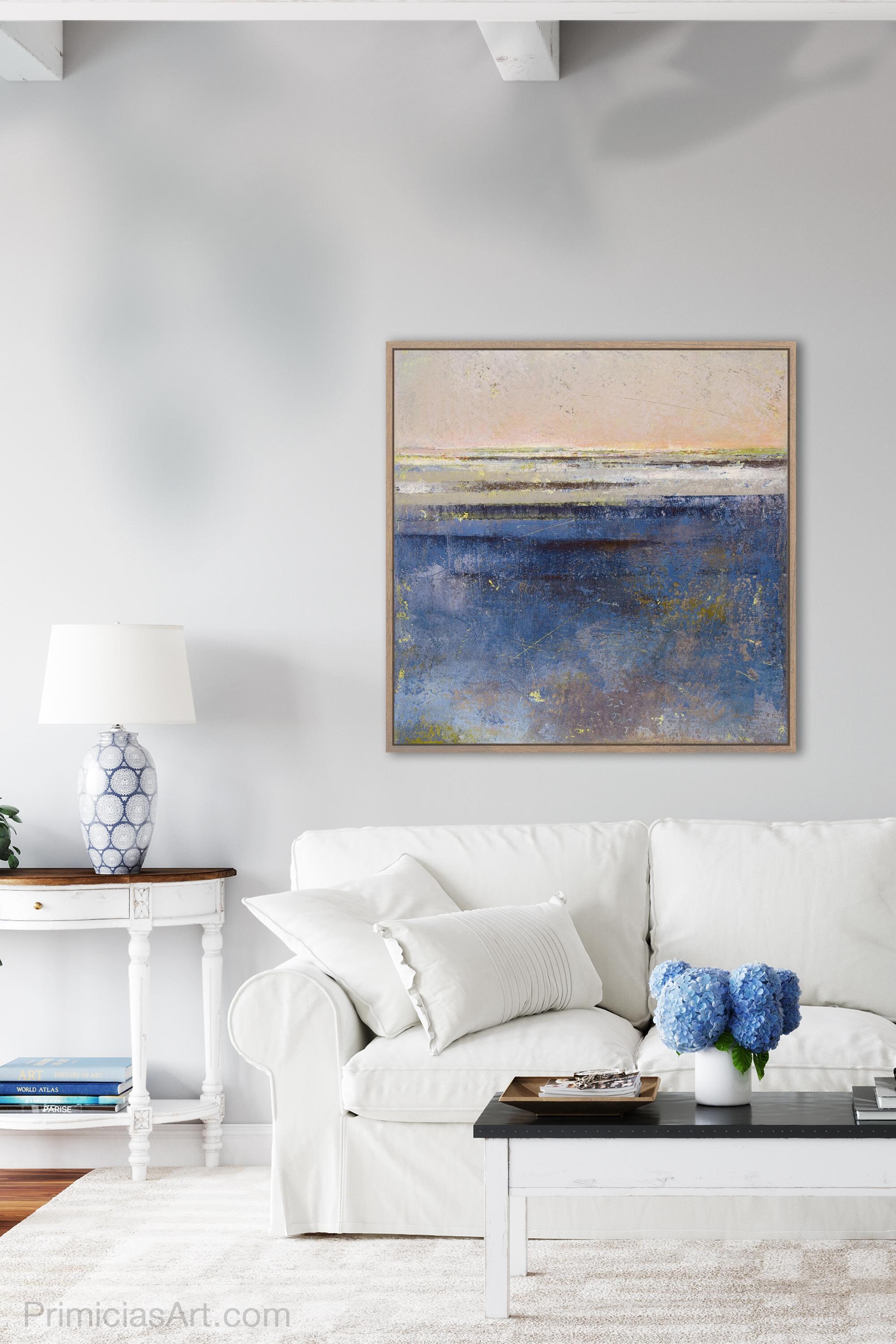 Indigo Blue Modern Wall Art Printable Landscape Abstract Wall Etsy