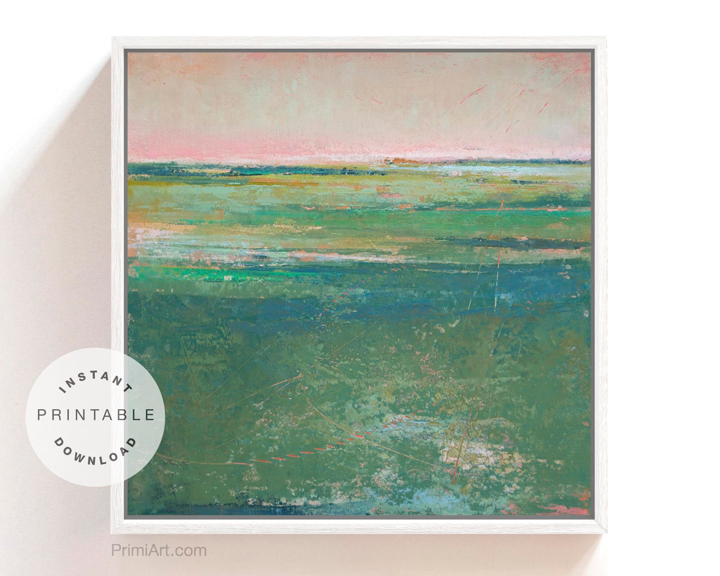 Abstract Landscape Bedroom Wall Art Over the Bed Green Etsy