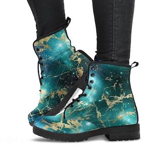 Combat Boots - Watercolor Marble Galaxy #3 | Custom Shoes, Cool Shoes, Vegan Shoes, Vegan Leather, Hippie Boots, 90s Boots, Galaxy Shoes