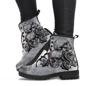 Combat Boots - Witch's Gray Boots | Goth Gothic, Custom Boho Shoes, Unisex Adult Boots, 90s, 2000s, Witch Shoes Lace Up, Witchy