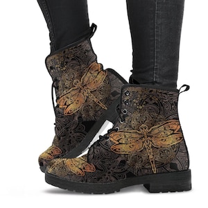 Gevechtslaarzen - Dragonfly | Vegan lederen veterlaarzen dames, dameslaarzen, herenlaarzen 9.5, aangepaste schoenen