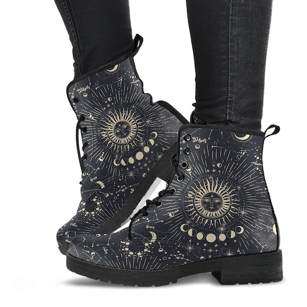 Combat Boots - The Sun | Women's Boots, Vegan Leather Lace Up Boots Women, Handmade Lace Up Boots, Women's Boots, Custom Shoes, Boho Shoes