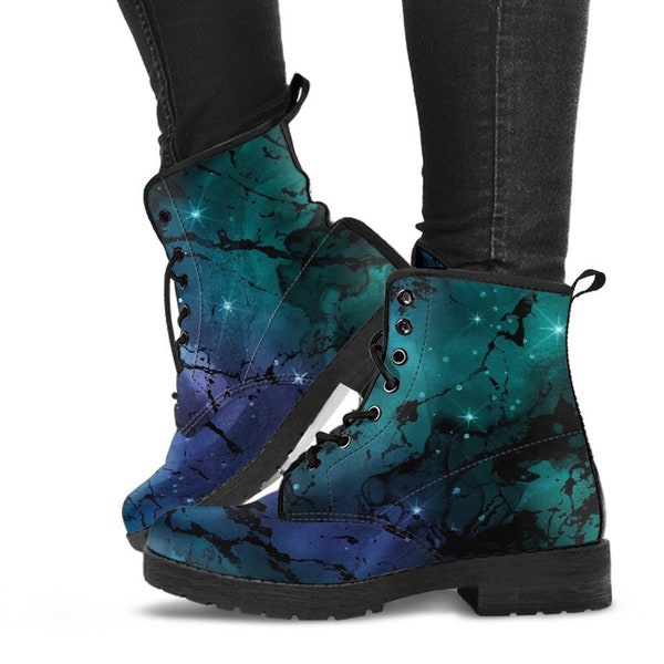 Kampfstiefel - Watercolor Marble Galaxy #2 | Custom Schuhe, Coole Schuhe, Vegane Schuhe, Veganes Leder, Hippie Stiefel, 90s Stiefel, Galaxy Schuhe