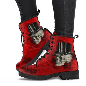 Combat Boots - Goth Shoes #15 | Custom Shoes, Red Boots, Goth Boots, Gothic Boots, 90s Boots, Horror Clothing, 2000 Boots, Womens Boots