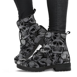 Combat Boots - Gothic Shoes #43 Skulls | Boho Shoes, Goth Boots, Gothic Boots, Witch Shoes Handmade Lace Up, Mens Pirate Boots