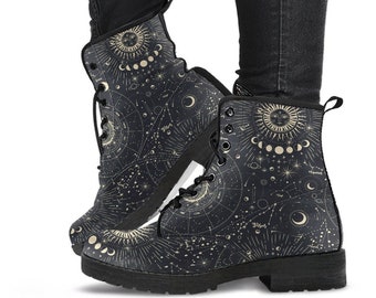 Combat Boots - Horoscope | Women's Boots, Vegan Leather Lace Up Boots Women, Handmade Lace Up Boots, Women's Boots, Custom Shoes, Boho Shoes