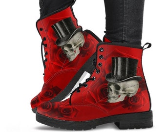 Kampfstiefel - Goth Schuhe #15 | Custom Schuhe, Rote Stiefel, Goth Stiefel, Gothic Stiefel, 90er Stiefel, Horror Kleidung, 2000 Stiefel, Damen Stiefel