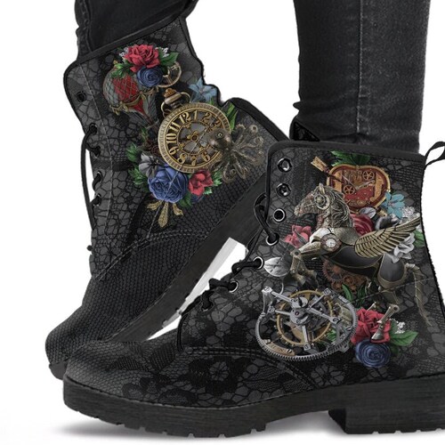 Red Chinese Dragon Floral Print Women's Boots