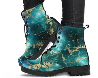 Combat Boots - Watercolor Marble Galaxy #3 | Custom Shoes, Cool Shoes, Vegan Shoes, Vegan Leather, Hippie Boots, 90s Boots, Galaxy Shoes