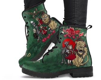 Combat Boots - The Wizard of Oz Gifts #102 Green | Women's Hipster Boots, Custom Shoes, 90s Boots, 2000s Boots