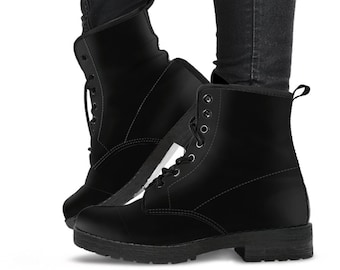 Combat Boots - Simply Black | Unisex Boots, Custom Shoes, Hippie Boots, Lace Up Boots, 90s Boots, Women's Boots, Boots Men