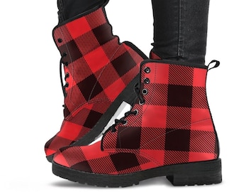 plaid winter boots