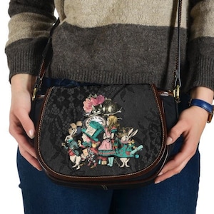 Canvas Saddle Bag - Alice in Wonderland Gifts #101 Coral Series | Gift Ideas, Shoulder Bags for Women, Crossbody Bags for Women