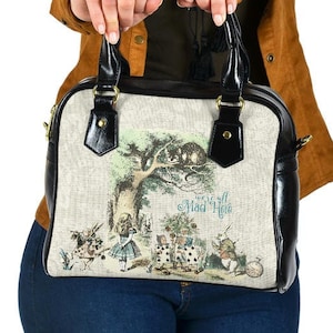 Schoudertas - Alice in Wonderland Gifts #102 Vintage Series | Cadeau-ideeën, veganistisch leer, schoudertassen voor dames, over-schoudertas