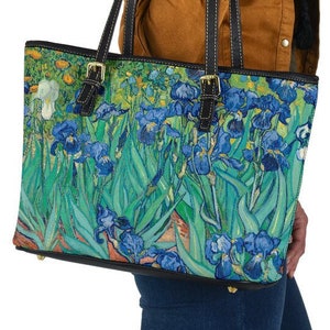 Custom Tote Bag (Vegan Leather) - Vintage Art | Vincent van Gogh: Irises (1889) | Handbag, Over the Shoulder Bags, Gift Idea, World Famous