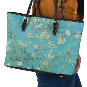 Custom Tote Bag (Vegan Leather) - Vintage Art | Vincent van Gogh: Almond Blossom | Handbag, Over the Shoulder Bags, Gift Idea, Cool Unique