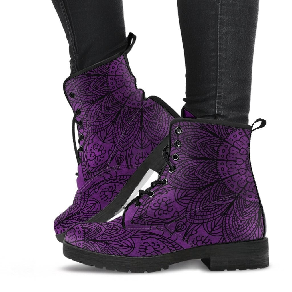 Lilac combat cheap boots
