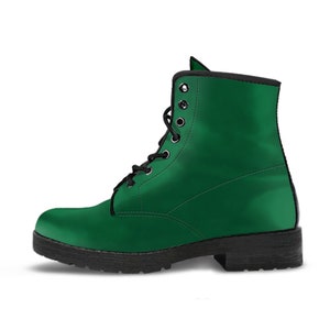 Gevechtslaarzen - Donkergroen | Vegan lederen veterschoenen, handgemaakte veterlaarzen, dameslaarzen, aangepaste schoenen, veganistische leren schoenen