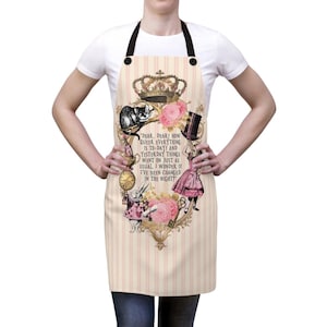 Custom Apron - Alice in Wonderland Gifts - Pink Series #101 | Birthday Gift Idea, Tea Party, Men and Women, Kitchen Cooking, Christmas