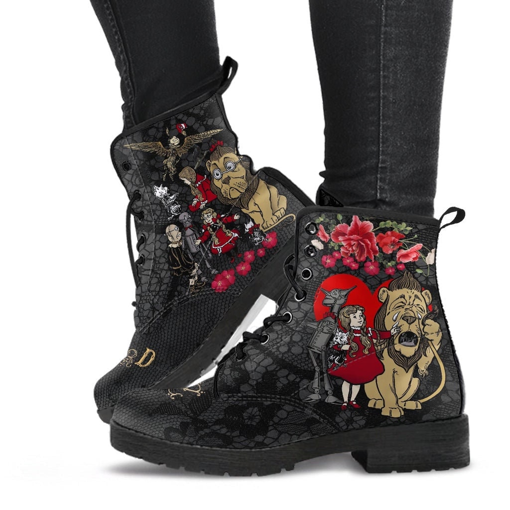 Combat Boots - the Wizard of Oz Gifts #101 Black Lace Print