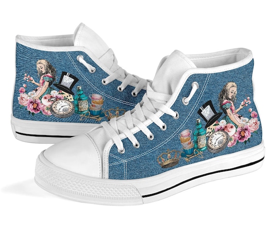 Alice in wonderland vans high tops outlet
