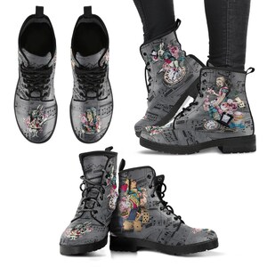 Combat Boots Alice in Wonderland Gifts 44 Colorful Series Birthday Gifts, Gift Idea, Handmade Lace Up Boots, Women's Boots image 3