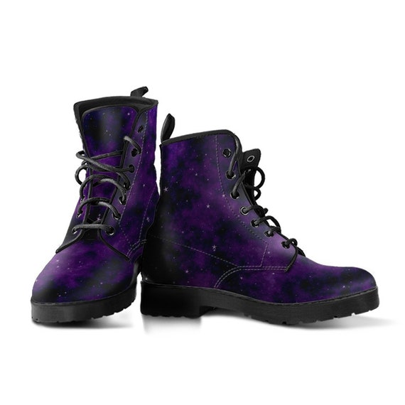 Purple Combat Boots Galaxy Purple Boots for Women Vegan Etsy