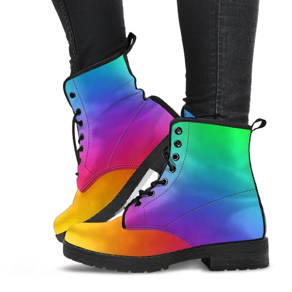 rainbow combat boots
