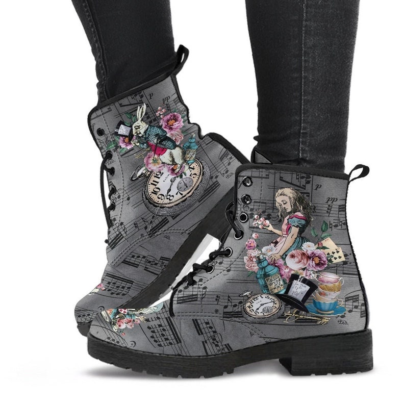 Combat Boots Alice in Wonderland Gifts 44 Colorful Series Birthday Gifts, Gift Idea, Handmade Lace Up Boots, Women's Boots image 1