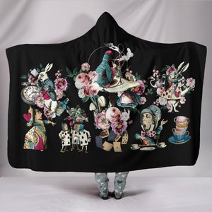 Hooded Blanket - Alice in Wonderland #41 Colorful Series | Custom Kids and Adult Sherpa Hoodie Blanket, Birthday Gift Idea, Gift for Her