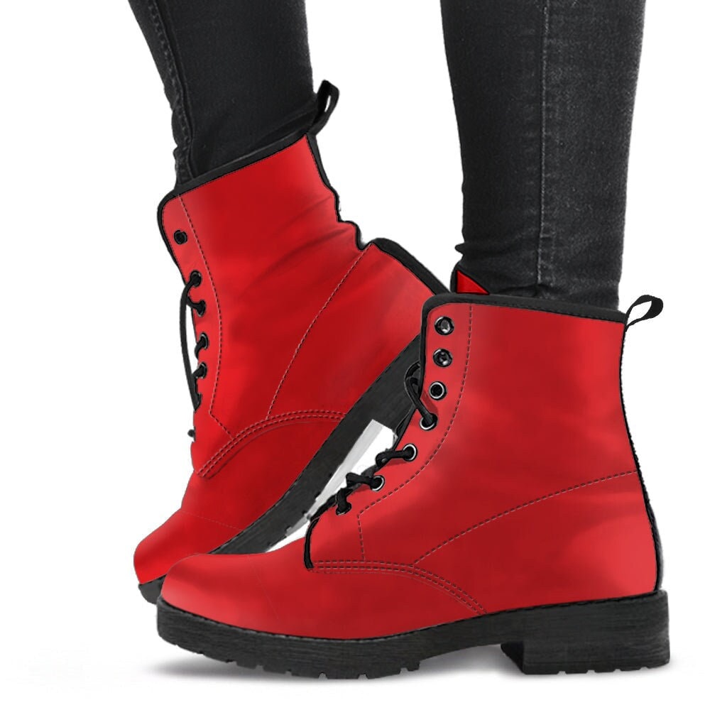 bron dik Gouverneur Combat Boots Red Red Combat Boots Goth Boots Handmade - Etsy Norway