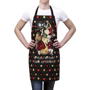 Custom Apron - Alice in Wonderland Gifts #32 Red Series | Birthday Gift Idea, Tea Party, Men and Women, Kitchen Cooking, Her Christmas