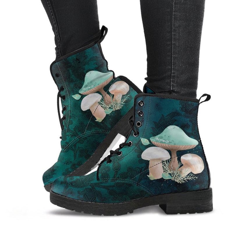 Combat Boots Mushroom Boots 101 Mushroom Gift Birthday Etsy