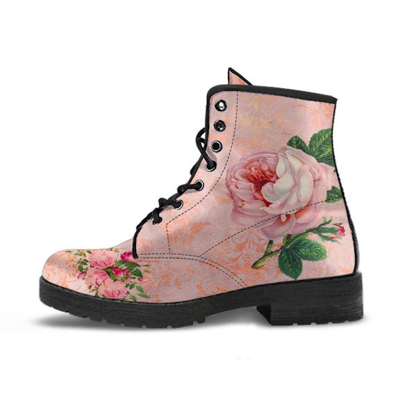 Combat Boots Vintage Style Flowers #101N Boho Bride Wedding
