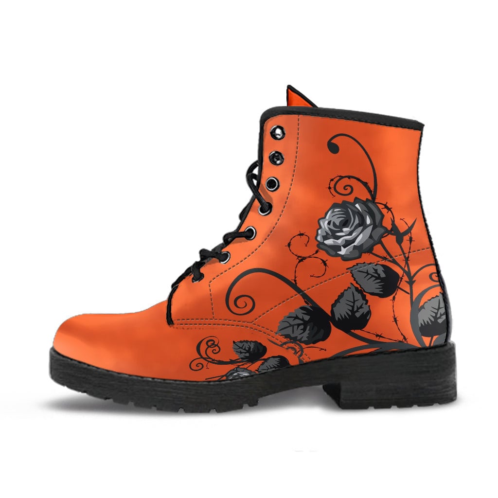 Combat Boots Neon Orange Booties Orange Ankle Boots UK