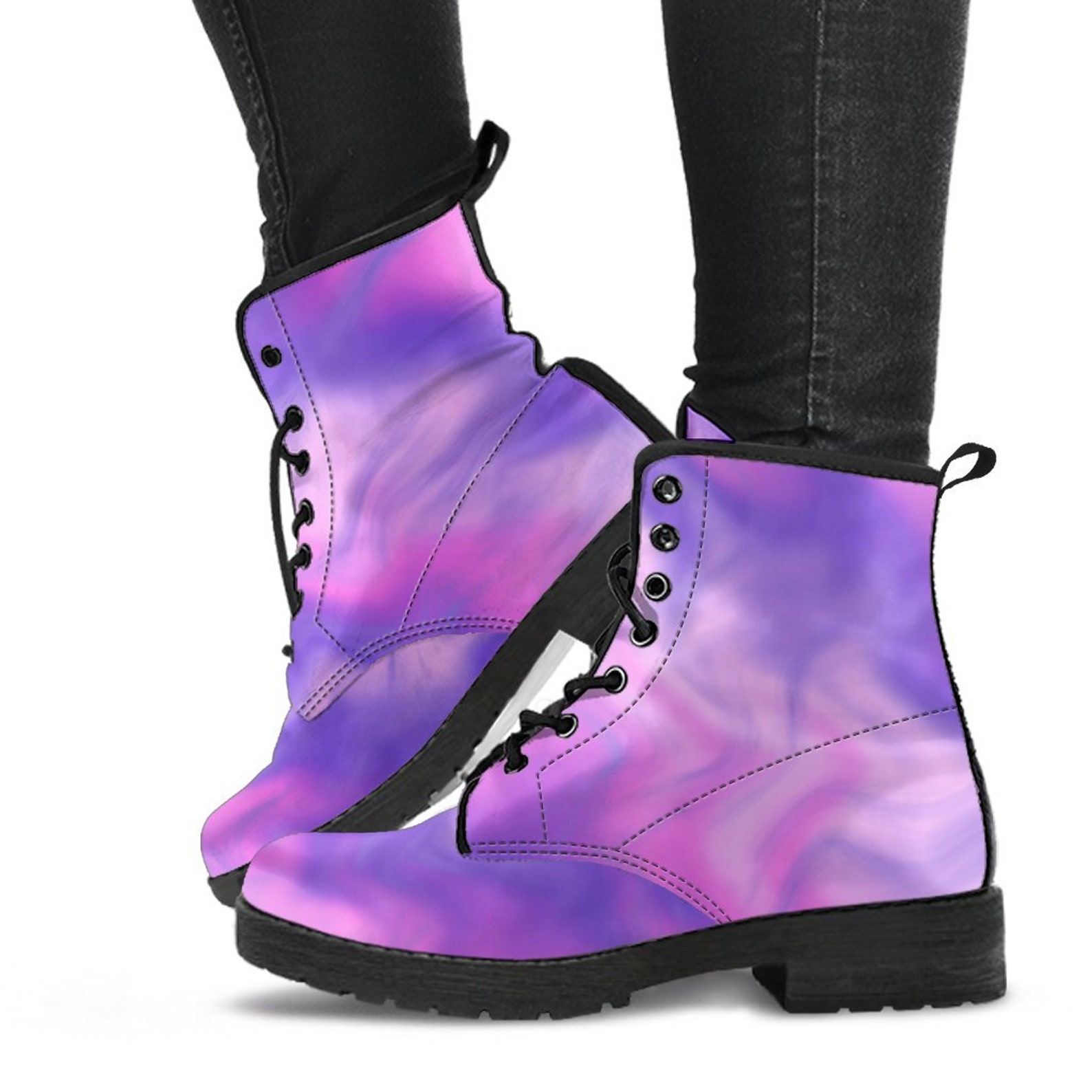 Combat Boots Smoky Purple Purple Boots for Women Vegan Etsy