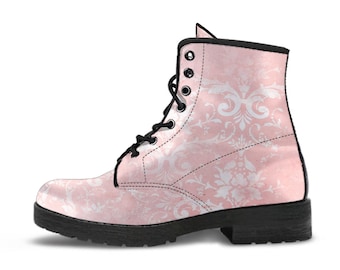 Combat Boots - Grunge Pink #102a | Unisex Adult Shoes, Vegan Leather Handmade Lace Up Boots, Custom Shoes Boho, Vintage Style, Gift Idea