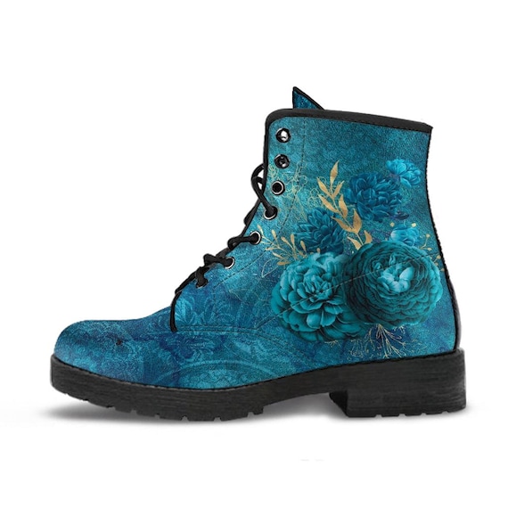 Combat Boots Beautiful Flowers #110 Green Shoes Cute Kawaii