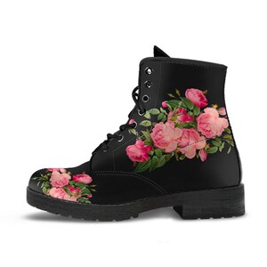Combat Boots - Vintage Roses (black) | Women's Black Hipster Boots ...