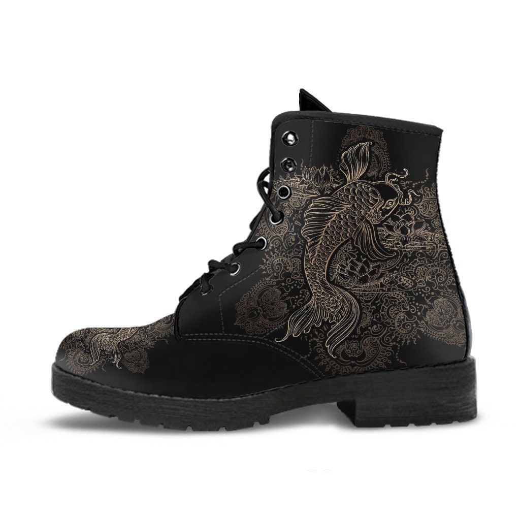 Combat Boots Koi Women's Black Hipster Boots Vegan Etsy