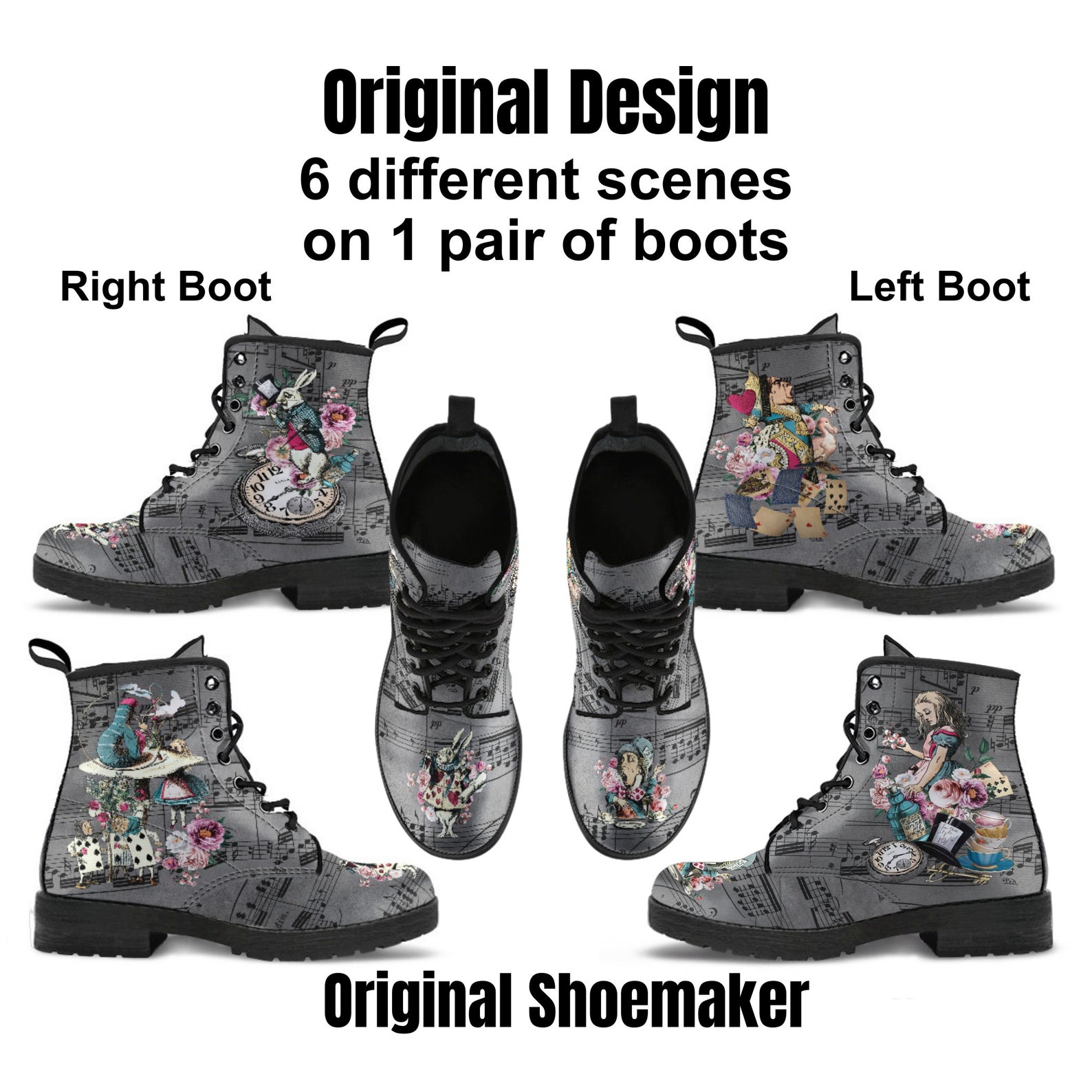 Combat Boots Alice in Wonderland Gifts 44 Colorful Series - Etsy