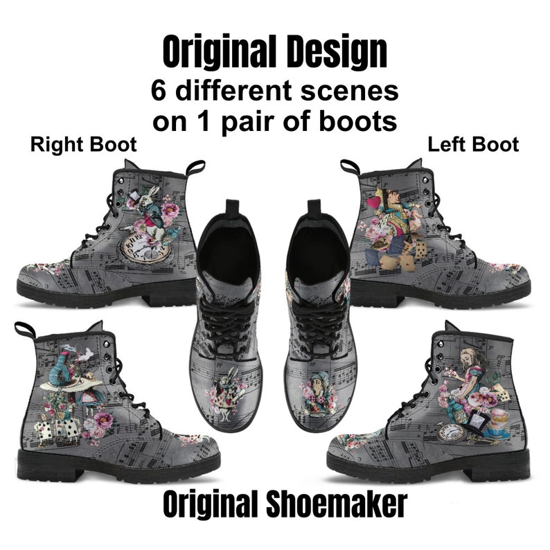 Combat Boots Alice in Wonderland Gifts 44 Colorful Series Birthday Gifts, Gift Idea, Handmade Lace Up Boots, Women's Boots image 2
